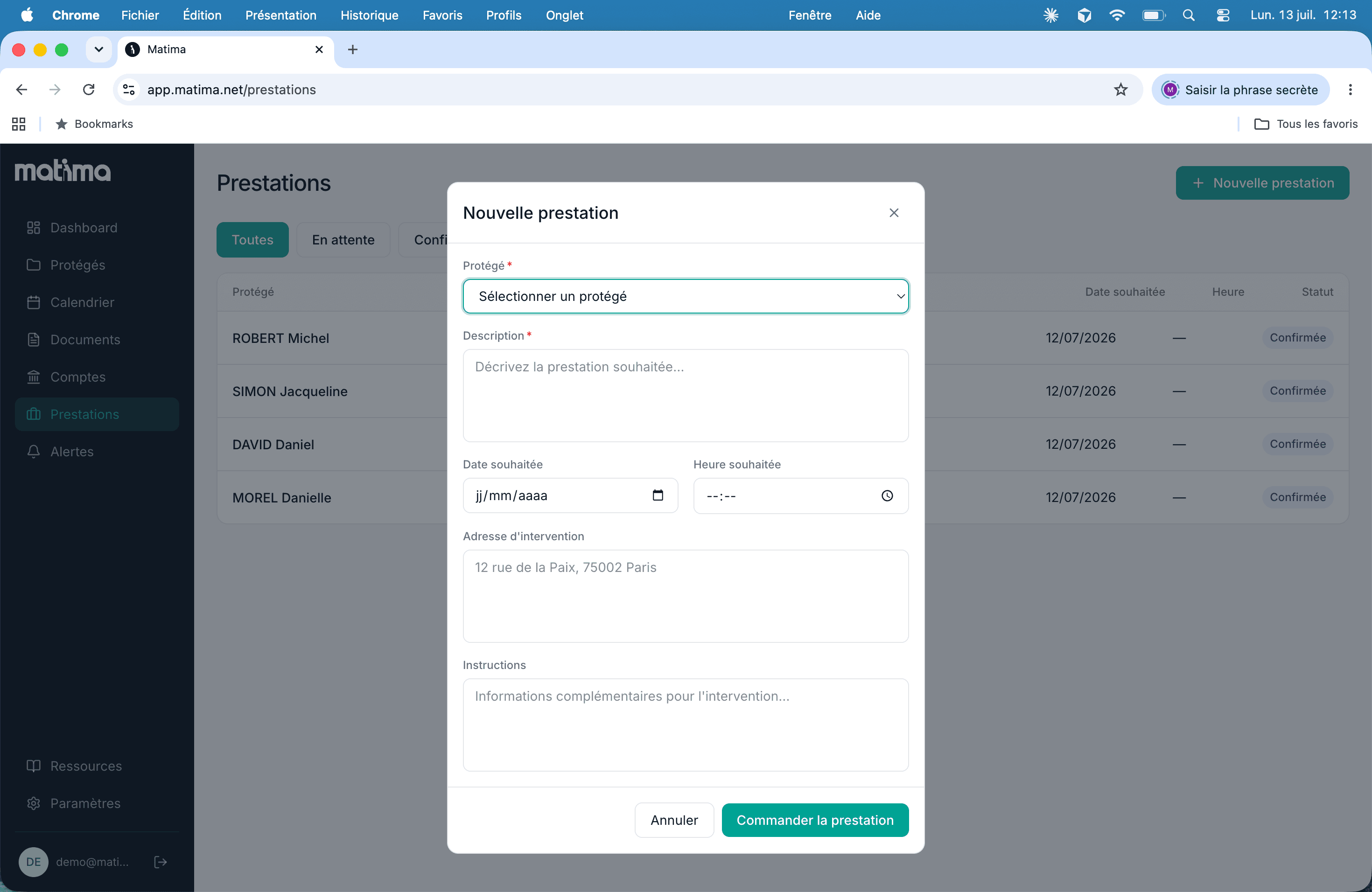 Module prestations et attestations Matima